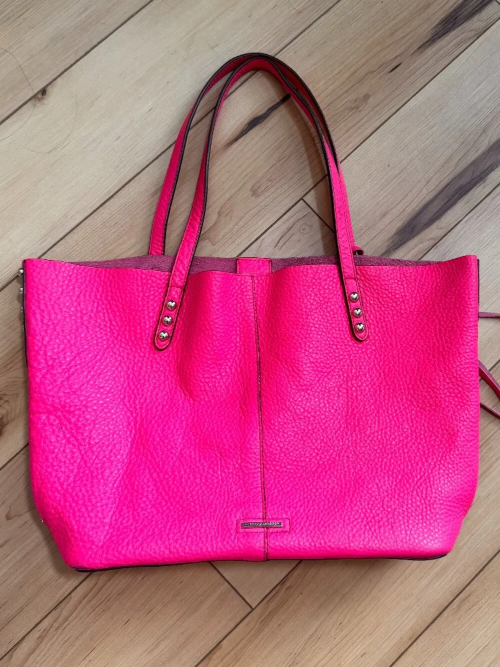Rebecca Minkoff Neon Fuchsia Pink Genuine Leather Shoulder Tote Handbag